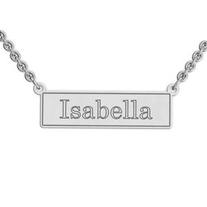 Personalized Name Bar Pendant with Name w  16  Chain