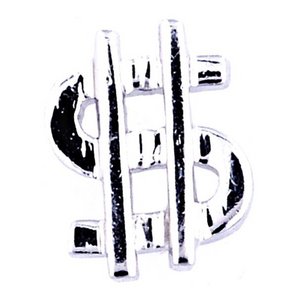 Glass Charm Locket Dollar Sign Charm