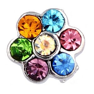 Glass Charm Locket Cubic Zirconia Multi Color Stone Flower Charm