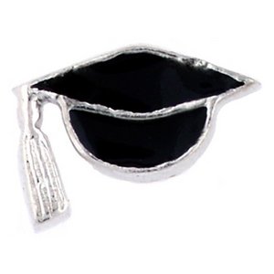 Glass Charm Locket Enameled Graduation Cap Charm