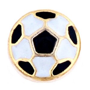 Glass Charm Locket Enameled Soccer Ball Charm