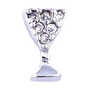 Glass Charm Locket Cubic Zirconia Clear Martini Glass Charm