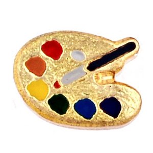 Glass Charm Locket Enameled Artist Palette Charm