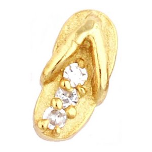 Glass Charm Locket Flip Flop Sandal with CZ Charm