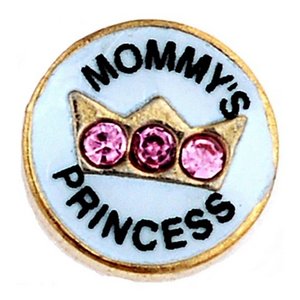 Glass Charm Locket Enameled Mommy s Princess Charm