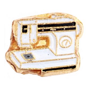 Glass Charm Locket Enameled Sewing Machine Charm