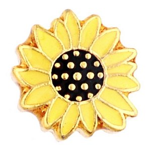 Glass Charm Locket Enameled Sunflower Charm