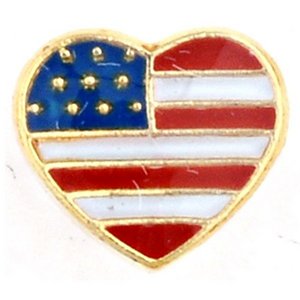 Glass Charm Locket Enameled Heart Shaped American Charm