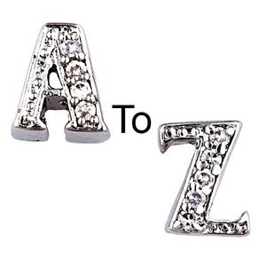 Glass Charm Locket Cubic Zirconia Initial Charms