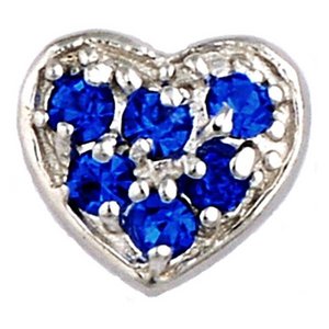 Glass Charm Locket Cubic Zirconia Blue Heart Charm