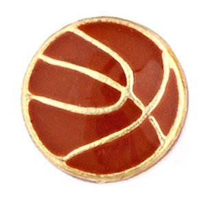 Glass Charm Locket Enameled Basketball Charm