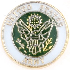 Glass Charm Locket Enameled US ARMY Seal Charm