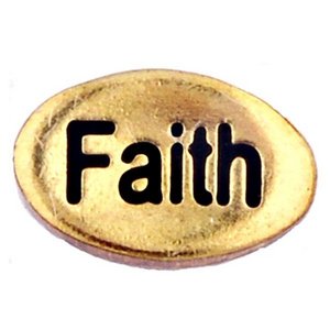 Glass Charm Locket Enameled Faith Oval Charm