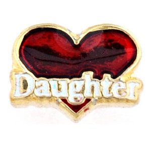 Glass Charm Locket Enameled Daughter Heart Charm