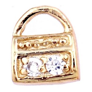 Glass Charm Locket Cubic Zirconia Purse Charm