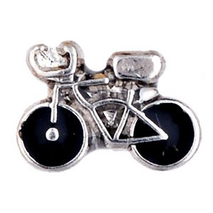 Glass Charm Locket Enameled Bicycle Charm