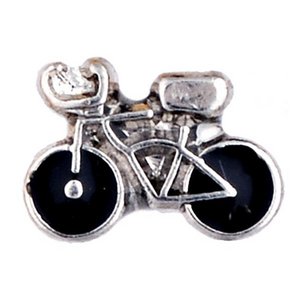 Glass Charm Locket Enameled Bicycle Charm