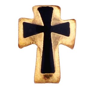 Glass Charm Locket Black Enameled Cross Charm