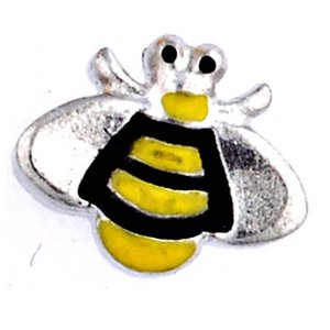 Glass Charm Locket Enameled Bee Charm