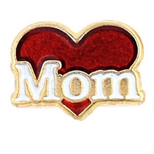 Glass Charm Locket Enameled Mom Heart Charm