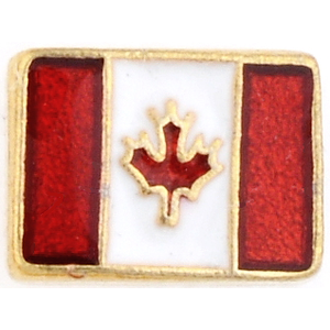 Glass Charm Locket Enameled Canadian Flag Charm