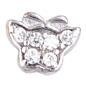 Glass Charm Locket Cubic Zirconia Butterfly Charm