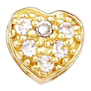 Glass Charm Locket Cubic Zirconia Paved Heart Charm
