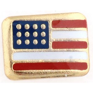 Glass Charm Locket Enameled American Flag Charm