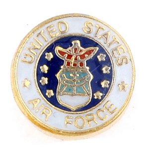 Glass Charm Locket Enameled US Air Force Seal Charm