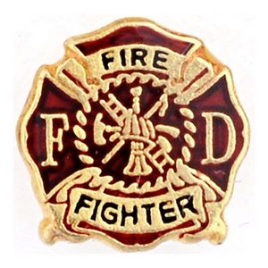 Glass Charm Locket Enameled Firefighters Seal Charm