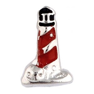 Glass Charm Locket Enameled Lighthouse Charm