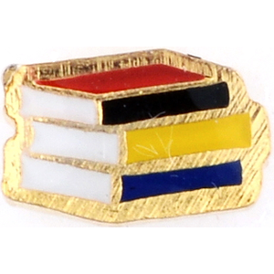 Glass Charm Locket Enameled Stack of Books Seal Charm