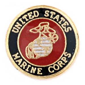 Glass Charm Locket Enameled US Marine Seal Charm