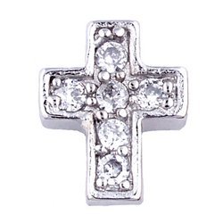 Glass Charm Locket Cubic Zirconia Cross Charm