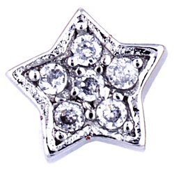Glass Charm Locket Cubic Zirconia Pave Star Charm