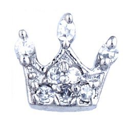 Glass Charm Locket Cubic Zirconia Princess Three Point Crown Charm