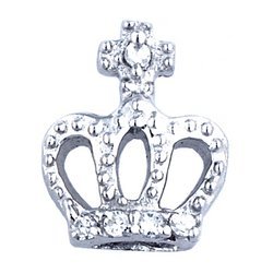 Glass Charm Locket Cubic Zirconia Tall Crown Charm