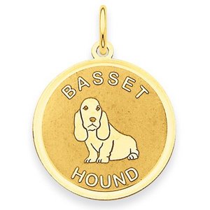 Basset Hound Disc Charm or Pendant