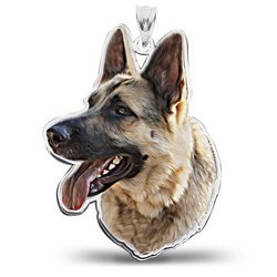 German Shepherd Dog Color Portrait Charm or Pendant