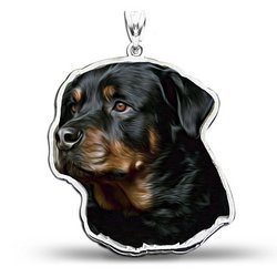 Rottweiler Dog Color Portrait Charm or Pendant