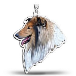 Collie Dog Color Portrait Charm or Pendant