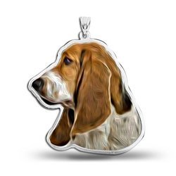 Basset Hound Dog Color Portrait Charm or Pendant