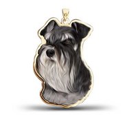 Miniature Schnauzer Dog Color Portrait Charm or Pendant