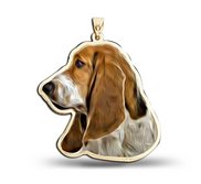 Basset Hound Dog Color Portrait Charm or Pendant