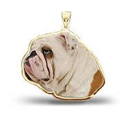English Bulldog Dog Color Portrait Charm or Pendant