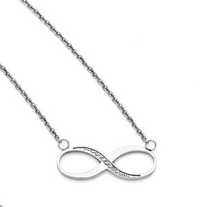 Stainless Steel Infinity Polished CZ Necklace w  20 Inch Chain