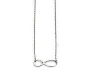 Stainless Steel Brushed Finish Horizontal Infinity Symbol Necklace w  20 Inch Chain