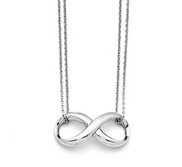 Stainless Steel Polished Two Strand Infinity Symbol Necklace  w 18 Inch Length Chain
