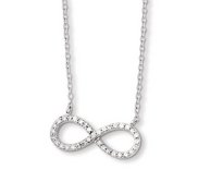 Sterling Silver with CZ Horizontal Infinity Symbol Necklace w  16 Inch Chain
