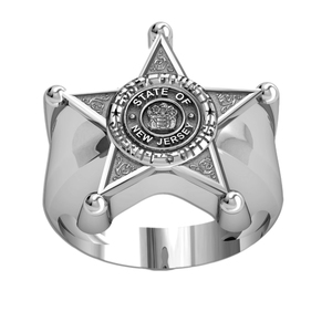 Personalized New Jersey Sheriff Badge Ring with Number  Department    Rank